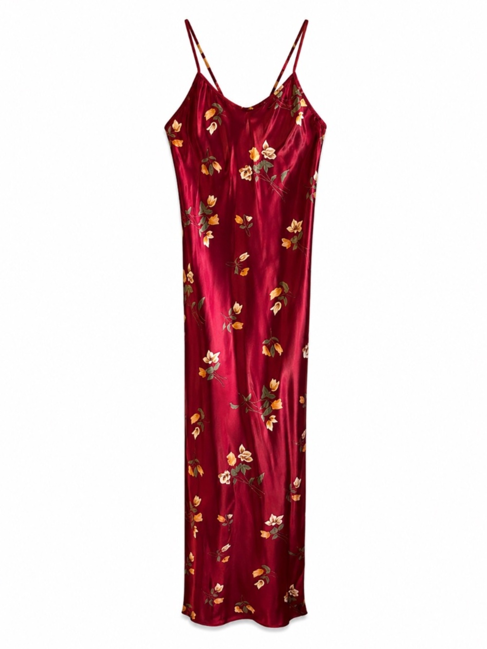 Say-Lu Creations Montreal Red Floral Satin Slip Dress – Size Small EUC